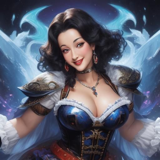 Smiling Woman Portrait in Fantasy Anime Style