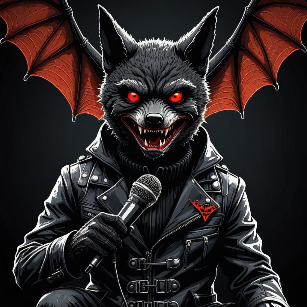 Flying Fox Bat Rocker in Heavy Metal Style