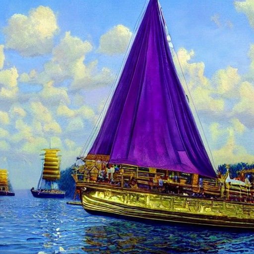 Cleopatra on Golden Barge in Golden Hour