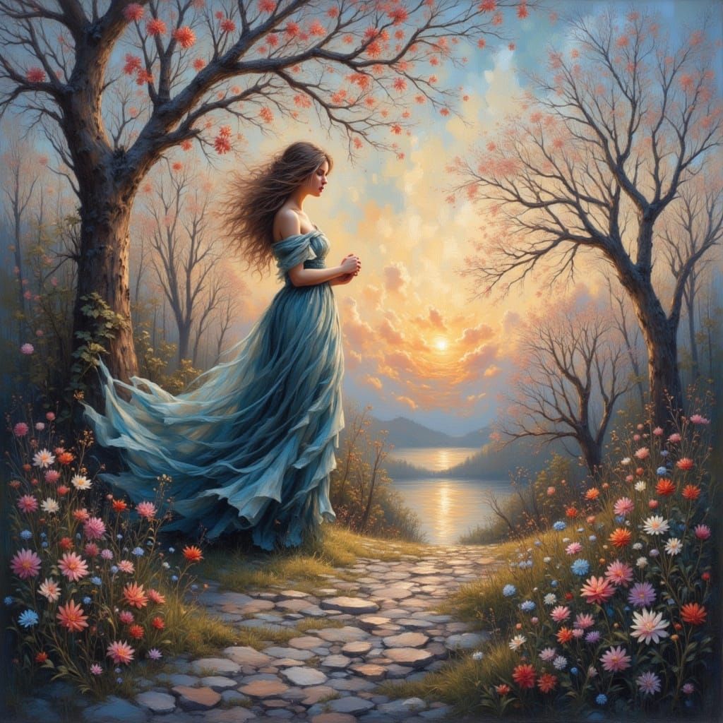 Ethereal Fantasy Portrait in Impasto Oil Style