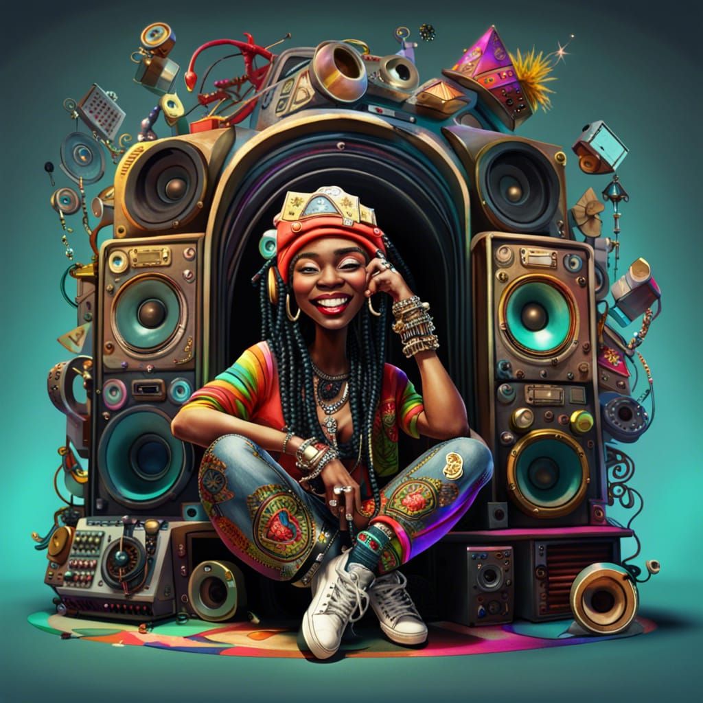 Colorful 3D Hip Hop Beauty in Studio