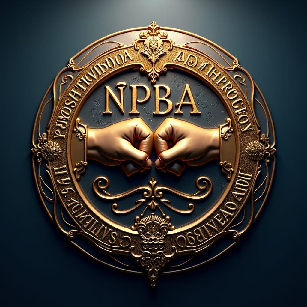 Golden Emblem Logo with Baroque Lettering as Digital Art