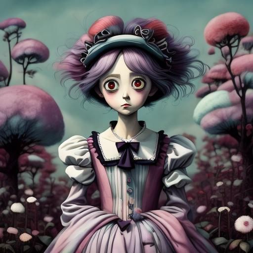 Pastel Anime Portrait of a Girl with Big Eyes