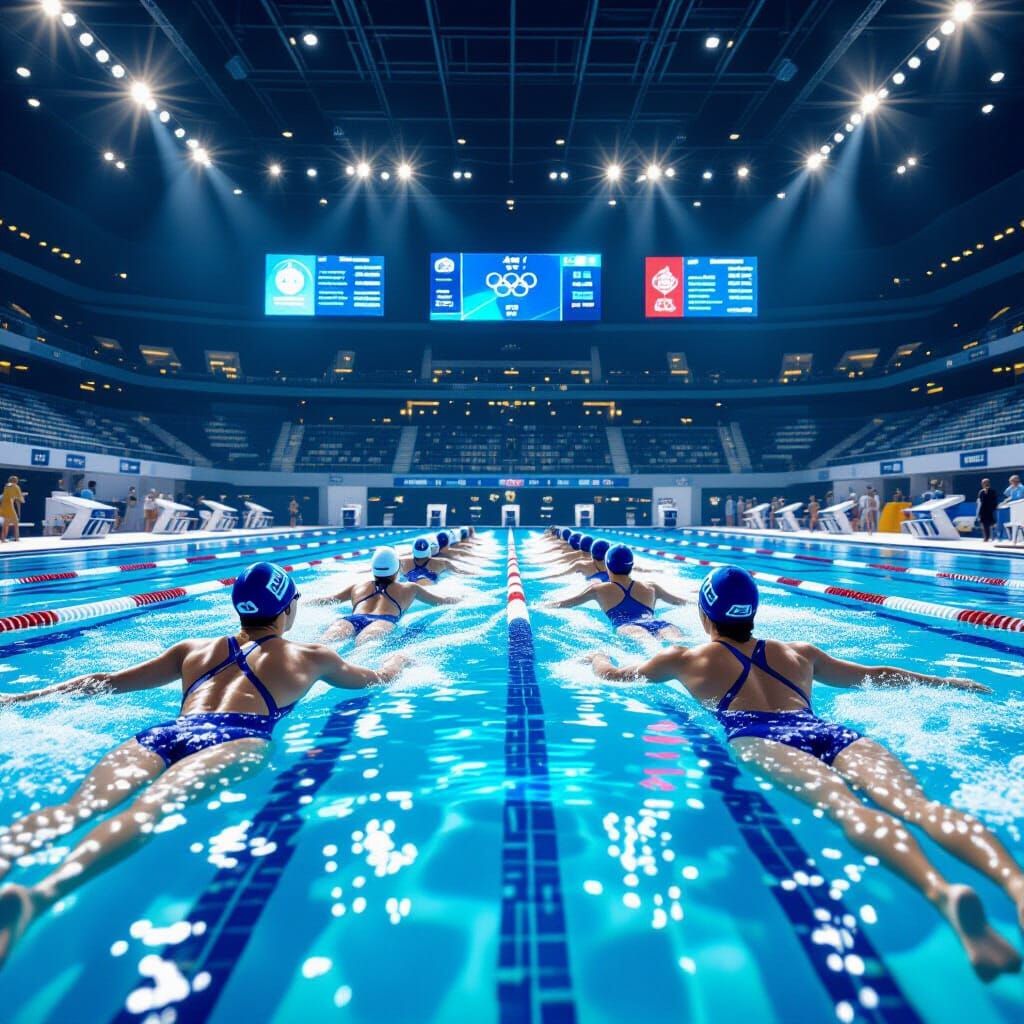 Olympic Swimmers in Hyper-Realistic Pool