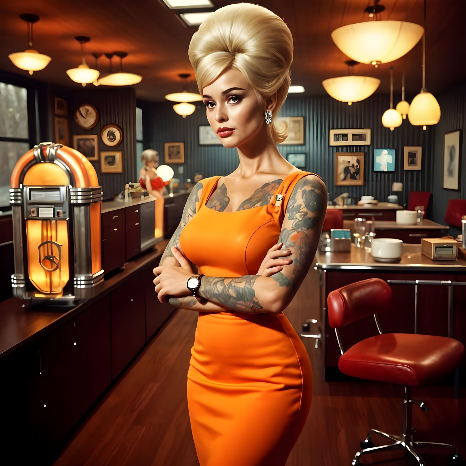 Rockabilly Girl in 1950s Dance Hall