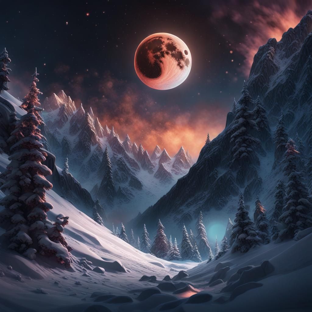 Black Moon Avalanche: Fantastical Digital Matte Painting