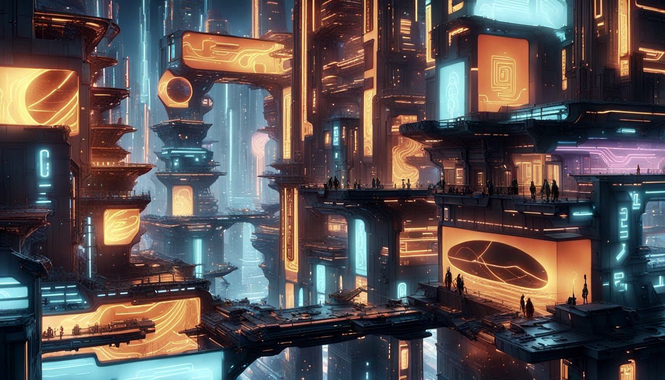 Cybercity World in Vibrant, Mythical Detail