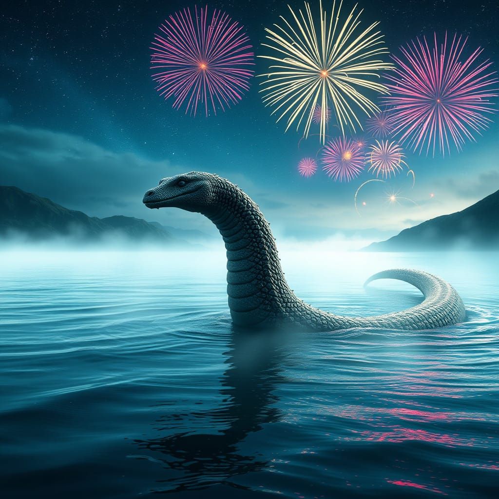 Loch Ness Monster Emerges in Fiery Scotland Saltire Celebrat...