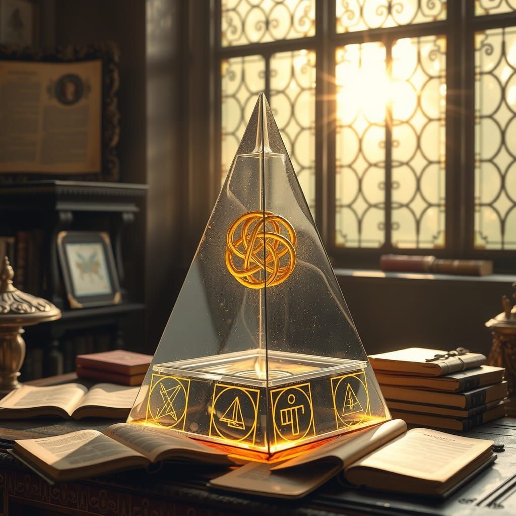 Golden Gordian Knot in Crystalline Pyramid