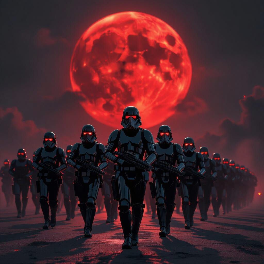 Death Troopers March Under Ominous Blood Moon