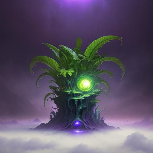 Hungry Alien Devouring Plant on Purple Planet