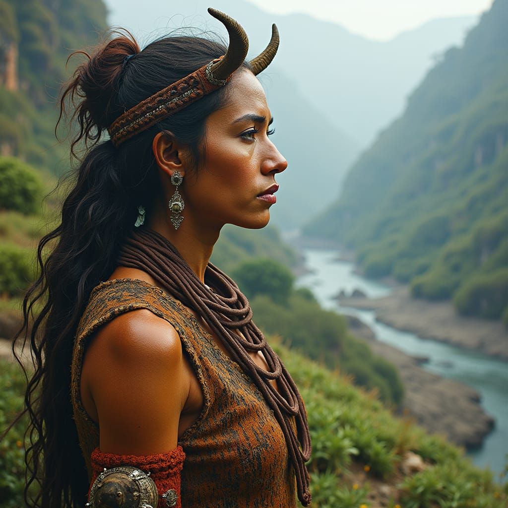 Cro-Magnon Woman in Prehistoric Landscape