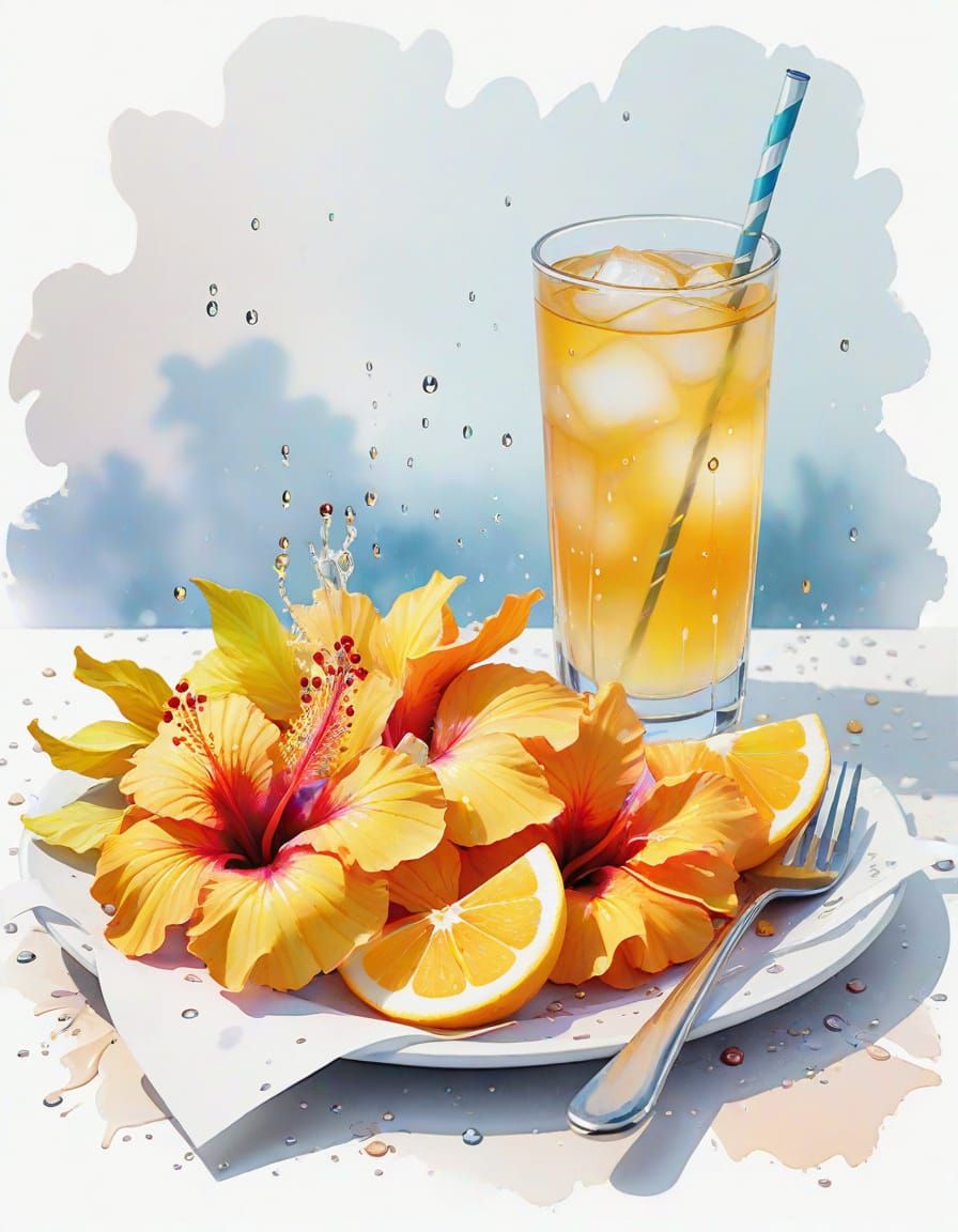 Watercolor Waterfall Shimmers in Summer Rain