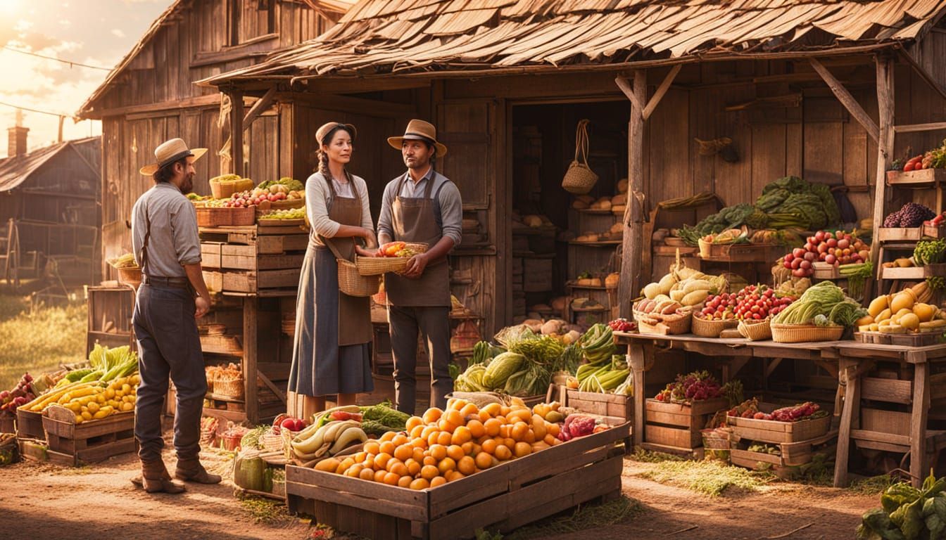 Rustic Farm Scene with Fresh Produce