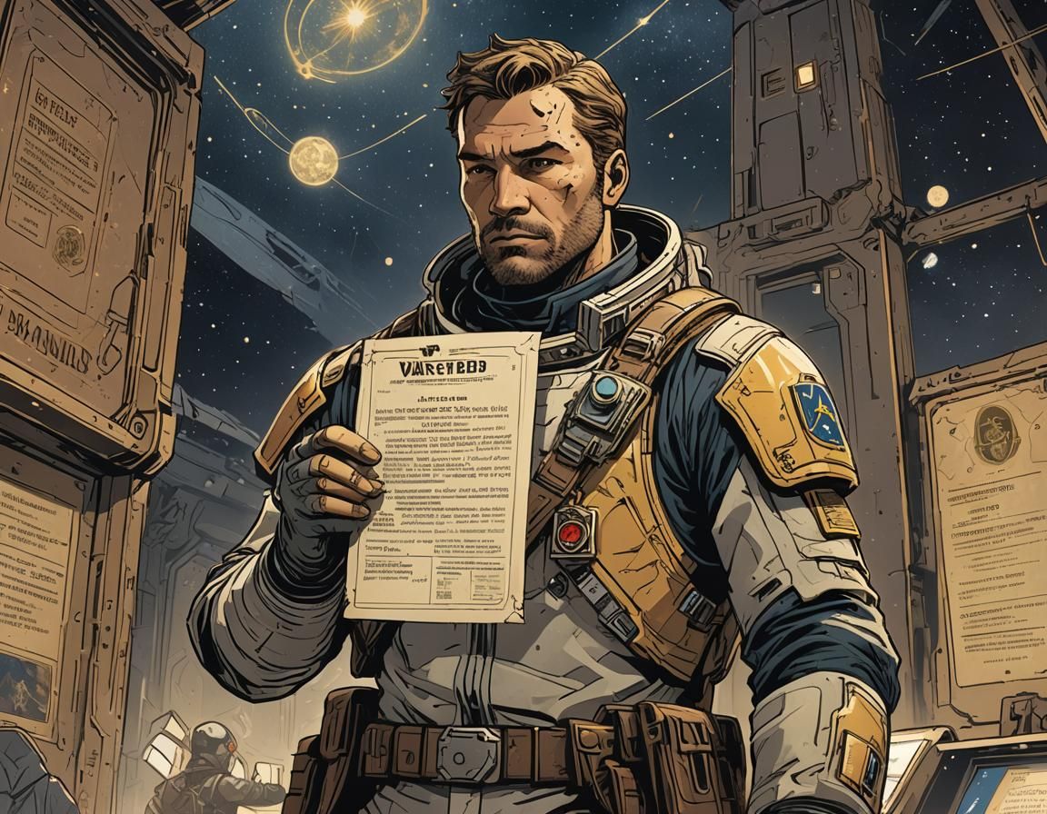 Wanted Poster: Space Marshal in Sepia Tone