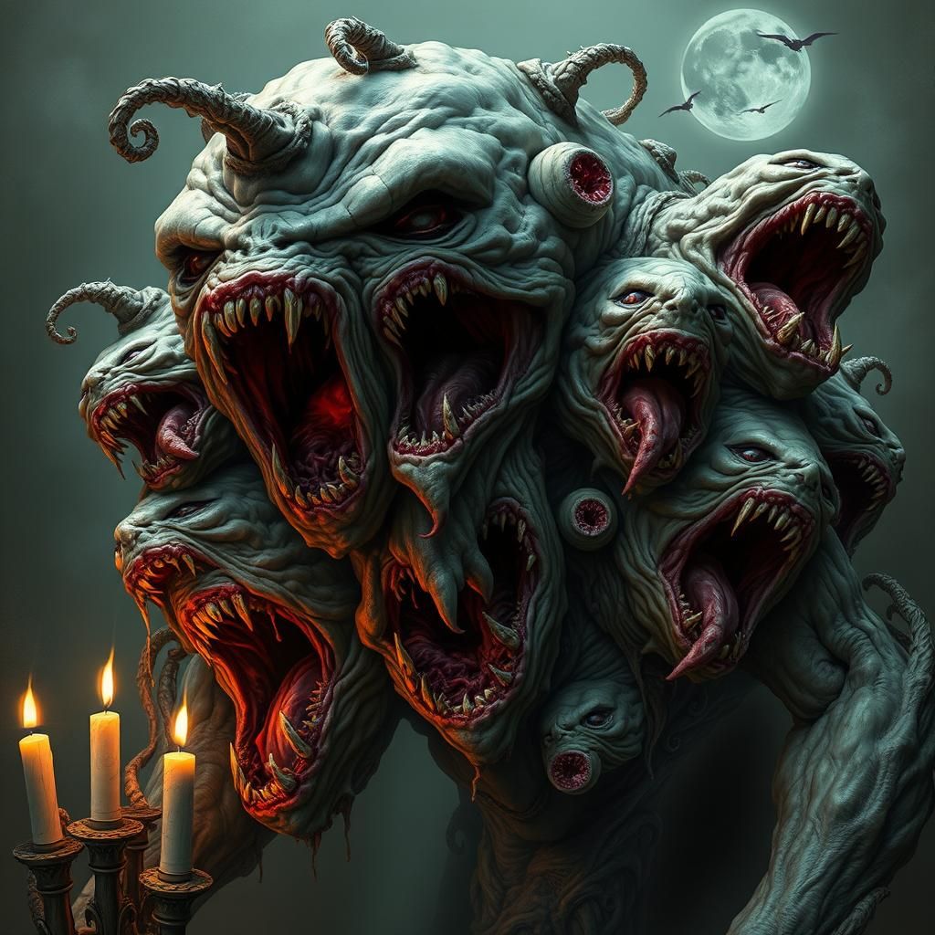 Grotesque Eldritch Creature in Gothic Horror Style