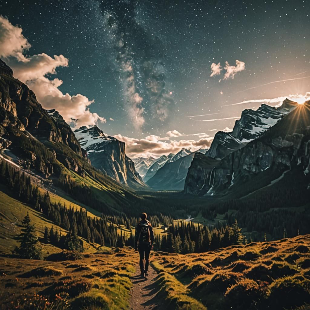 Wanderer in a Vibrant Landscape