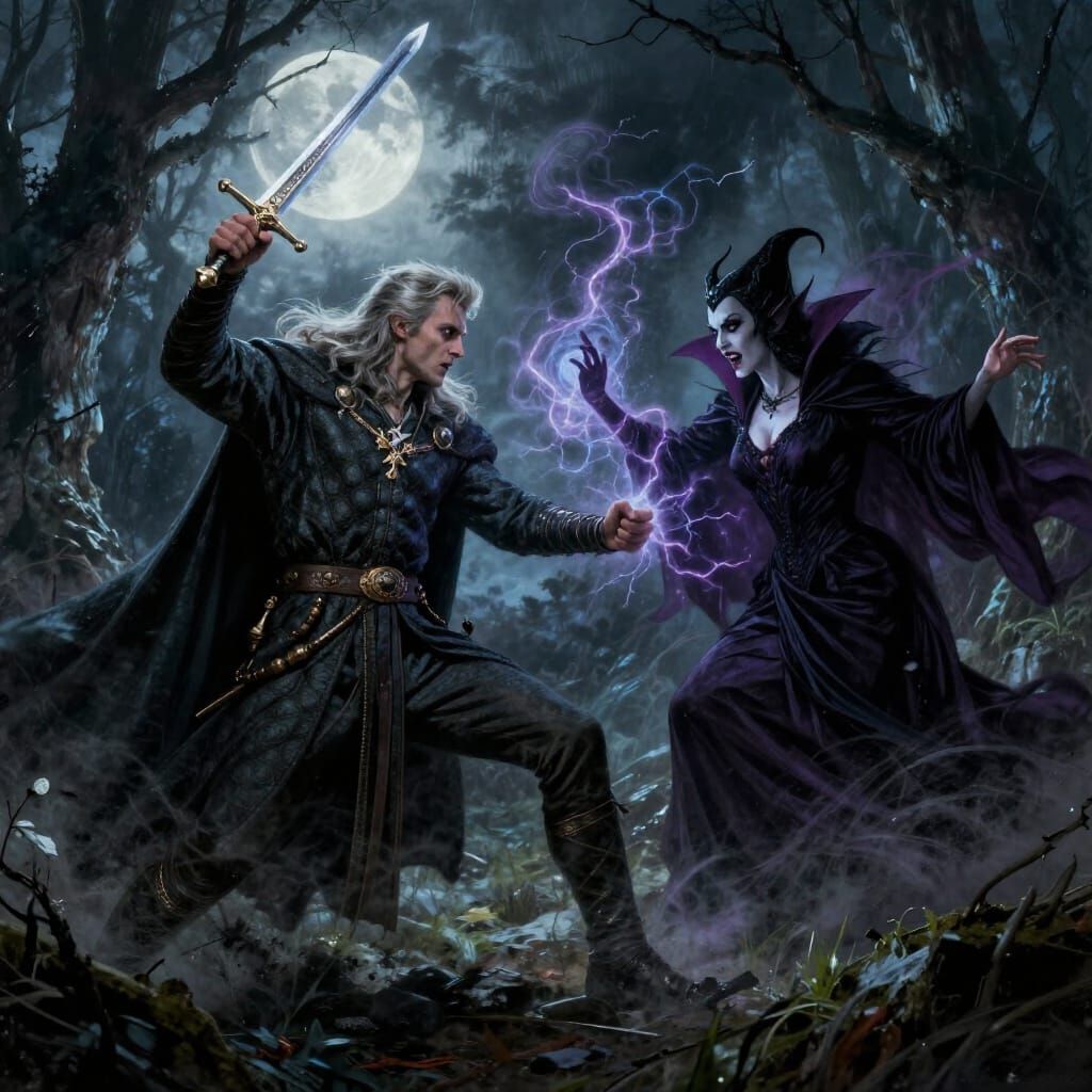 Merlin Battles Vampire Witch with Excalibur in Dark Fantasy ...