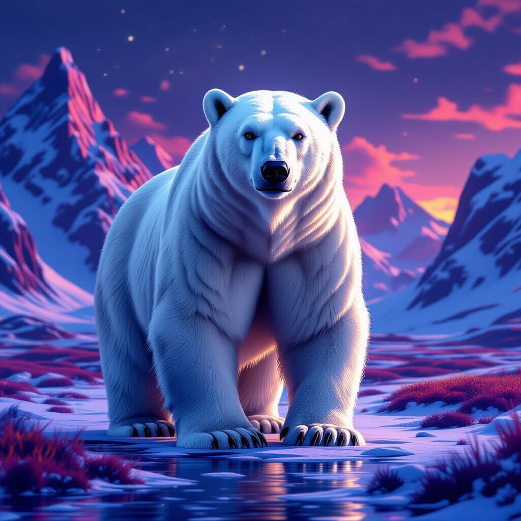 Majestic Polar Bear in Fantastical Landscape