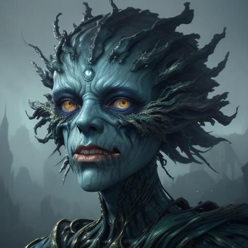 Grotesque Milk Creature in an Oil Painting Style