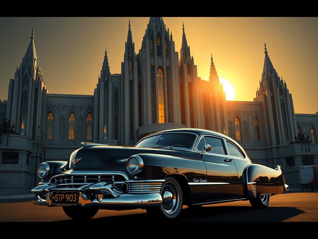 A black 1947 Cadillac series 62 Sedanette fastback