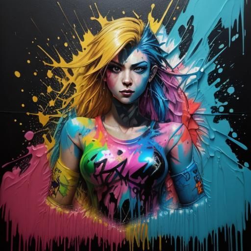 Colorful Valkyrie Graffiti Street Art
