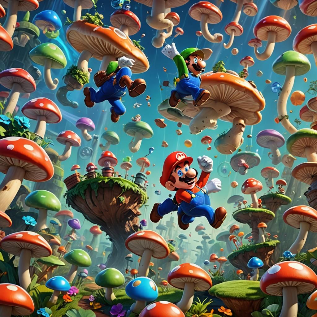 Mario Jumps in the Mushroom Kingdom: Pixar-Style Art