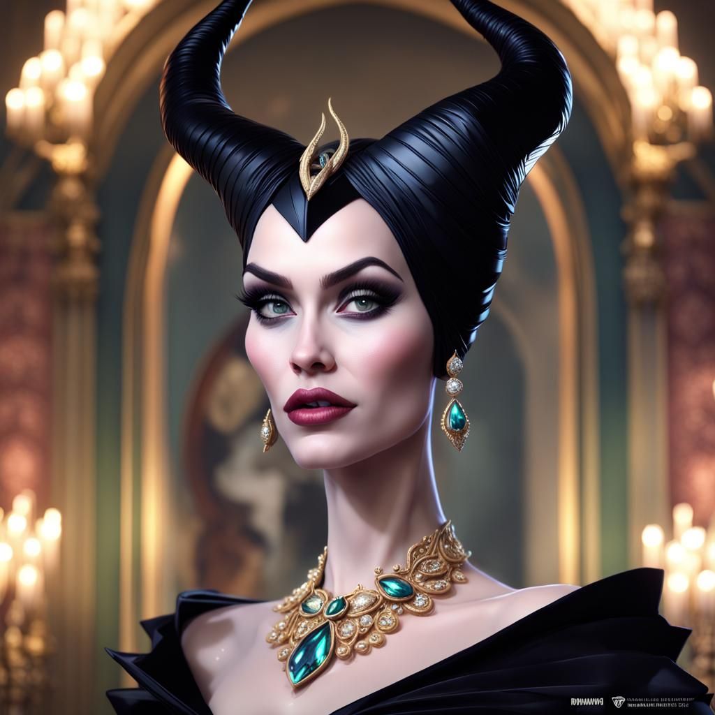 Maleficent in Gown: Hyperdetailed Portrait