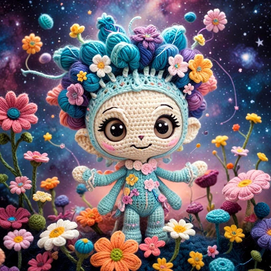 Cute Crocheted Aliens in Yarn Galaxy