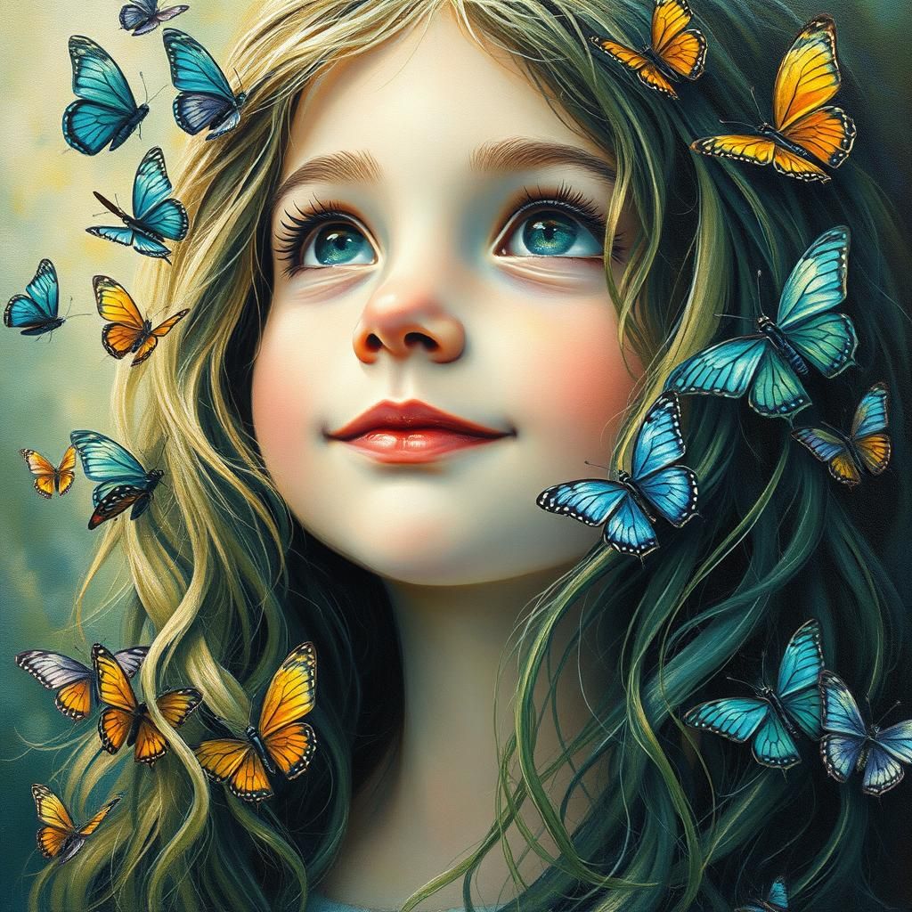 Girl and butterflies