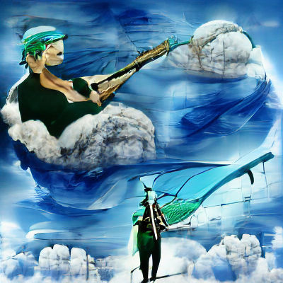 Manga Hero with Swords in 3D Rendered Art