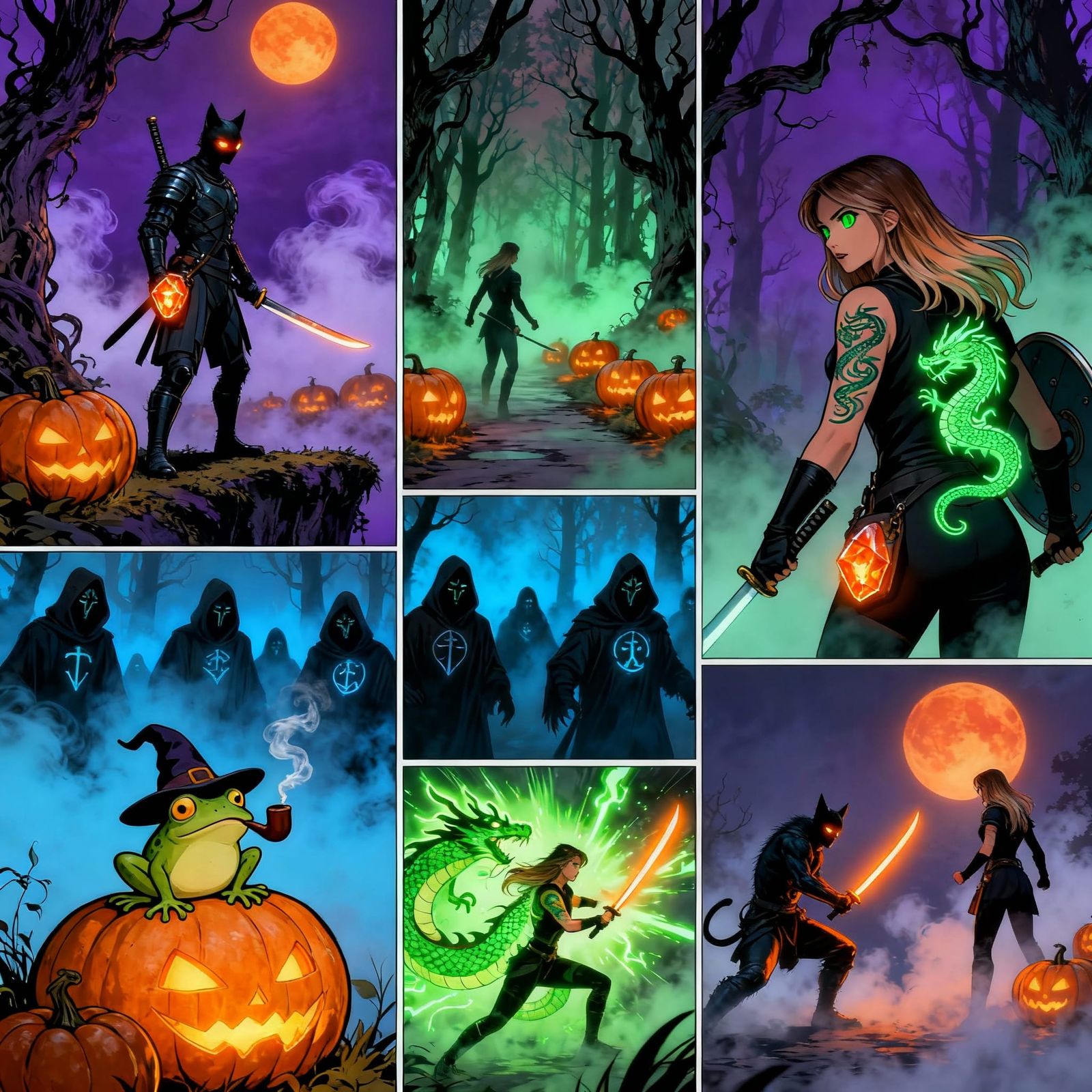 Night Prowler and Heroine in Pumpkin Woods Comic