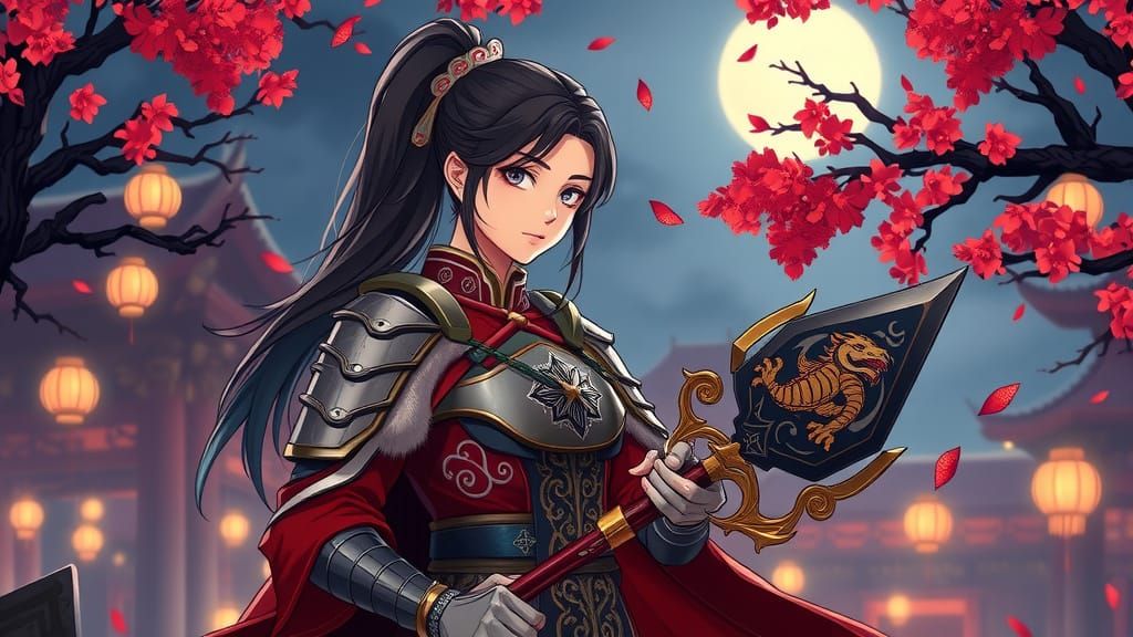 Chinese Warrior Woman in Anime Style
