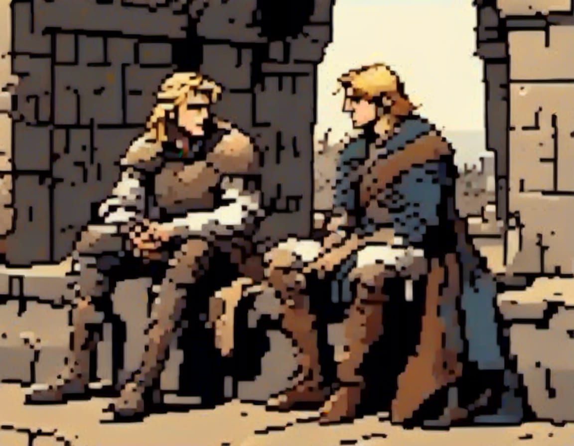 Hind Horn and Beggar in Maxfield Parrish Style