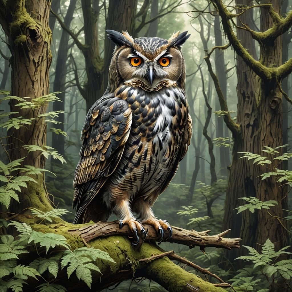 Cyborg Owl in Forest