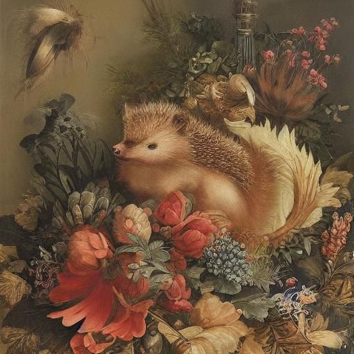 Hedgehog Rings Jungle Bell: Baroque Animal Still Life