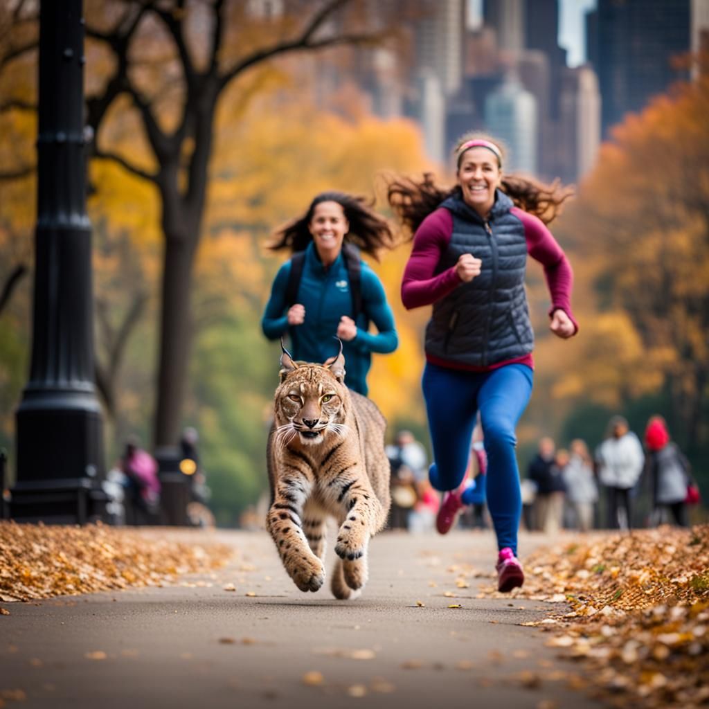 Lynx and Girl in Central Park Photo
