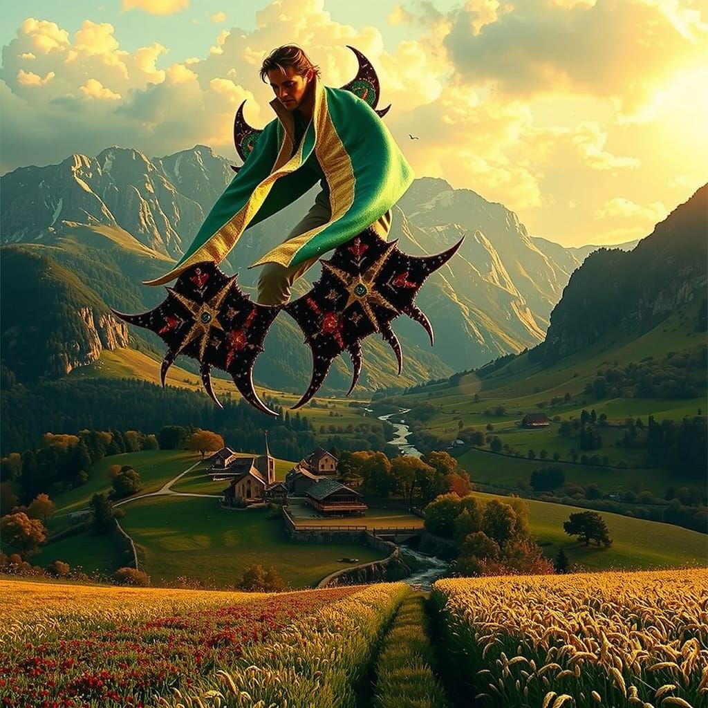 Picturesque Landscape with Golden Light and Vivid Colors