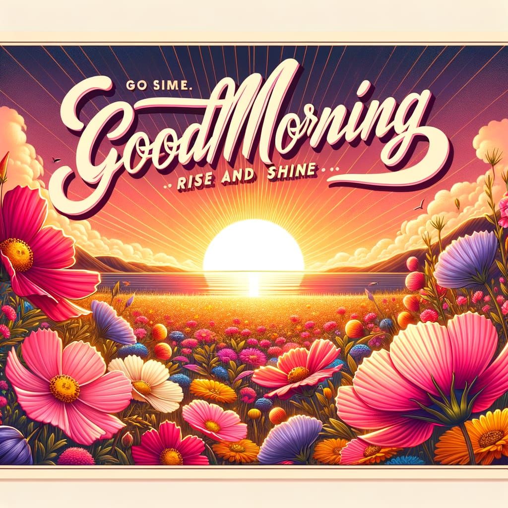 Goodmorning, Rise and Shine in Vibrant Floral Sunrise