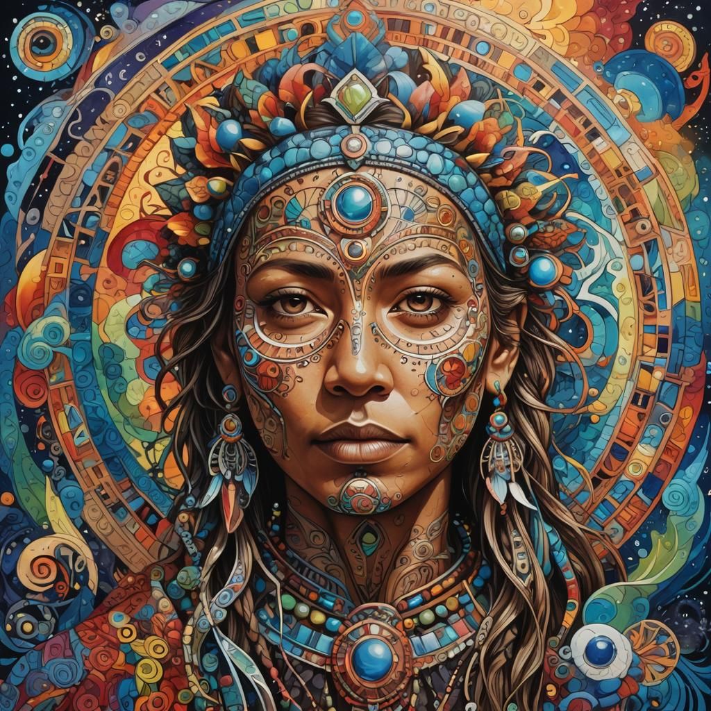 Shamanic Fractal Art with Quantum Zentangle Details