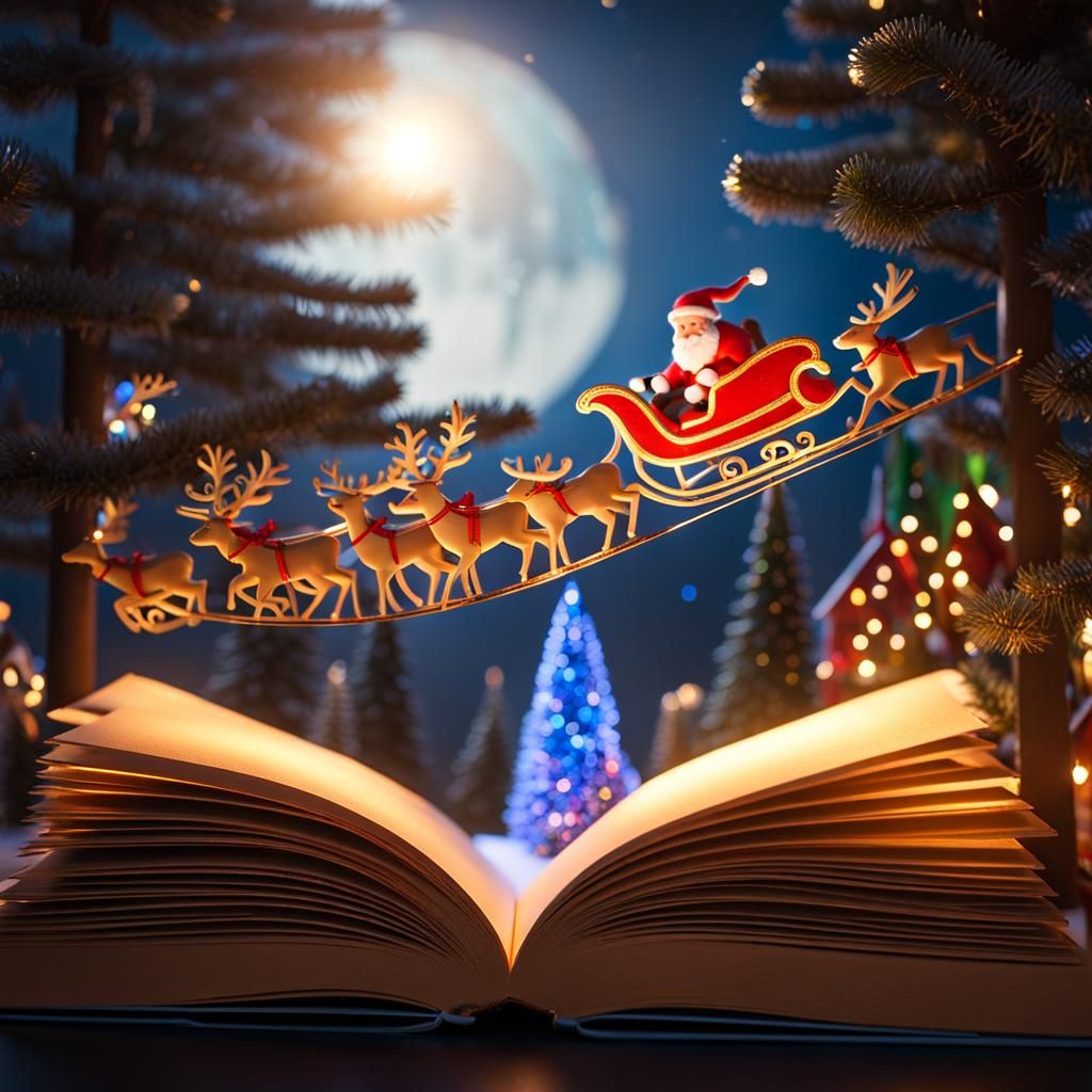 Santa's Sleigh Emerges from Whimsical Pop-Up Book