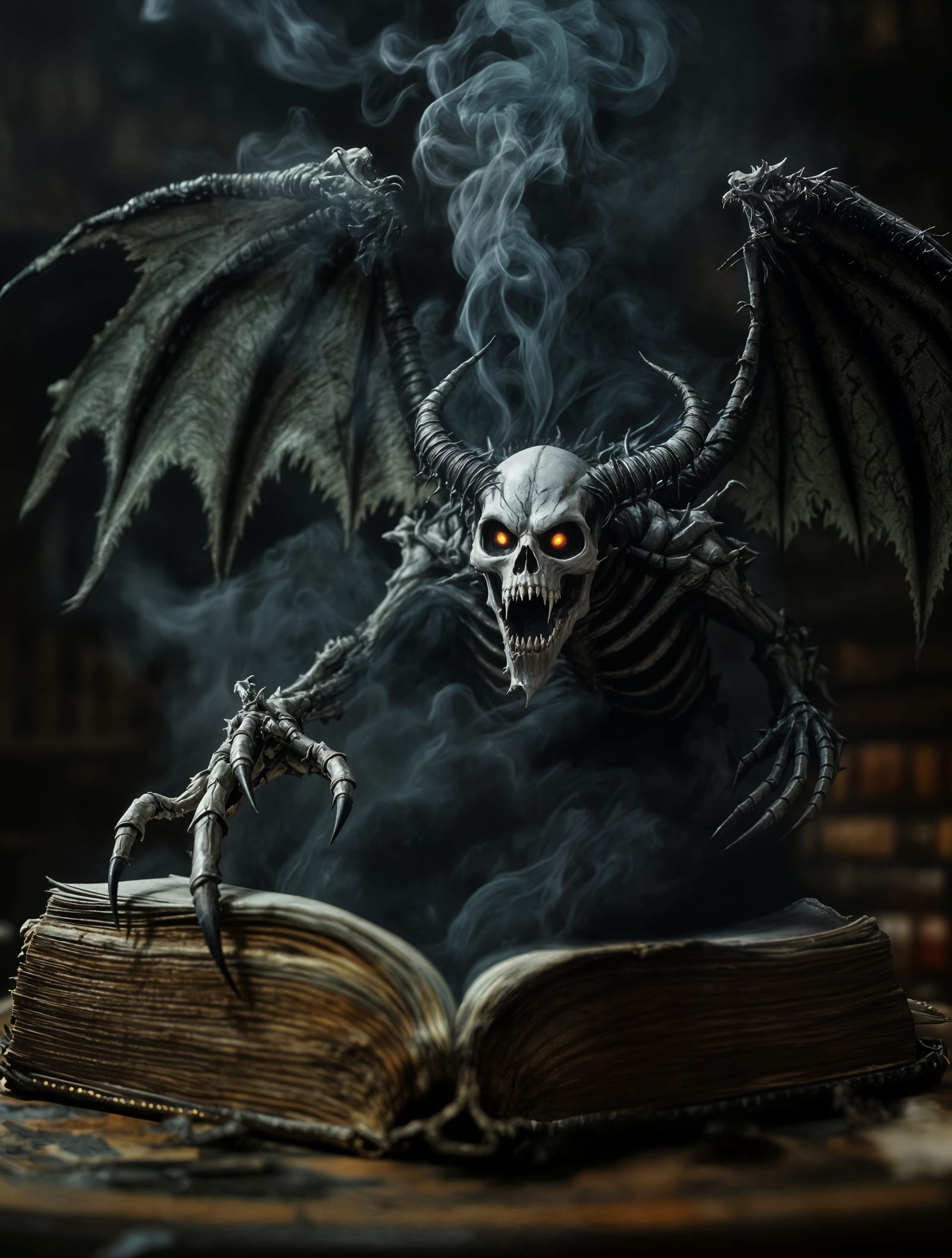 Ethereal Demon Emerges from Dark Smoke