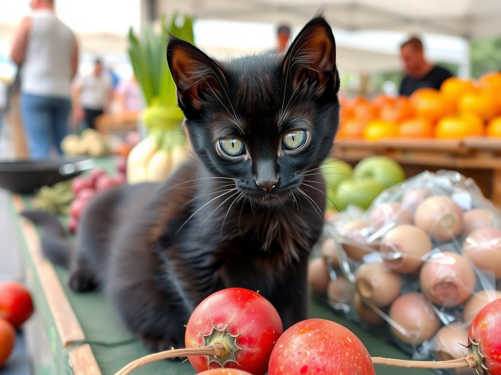 Black Kitten at Friday Farmers Market