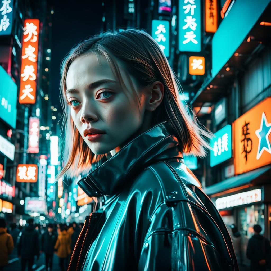 Neon City Night Portrait in Cyberpunk Style