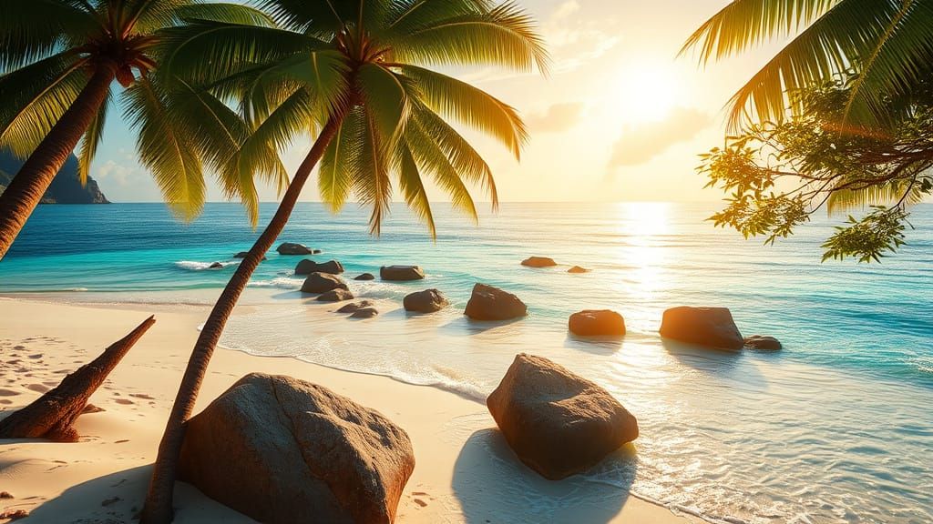 Tropical Paradise Sunrise on Anse Source d'Argent Beach