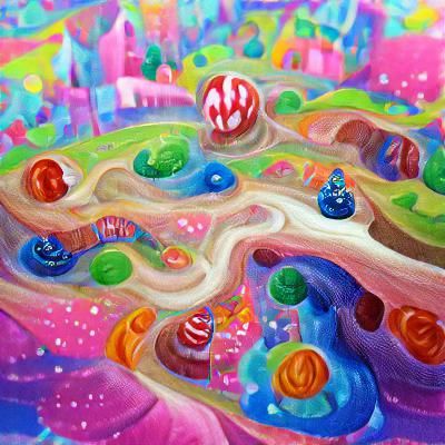 Vibrant Candyland Wonderland with Gouache Swirls