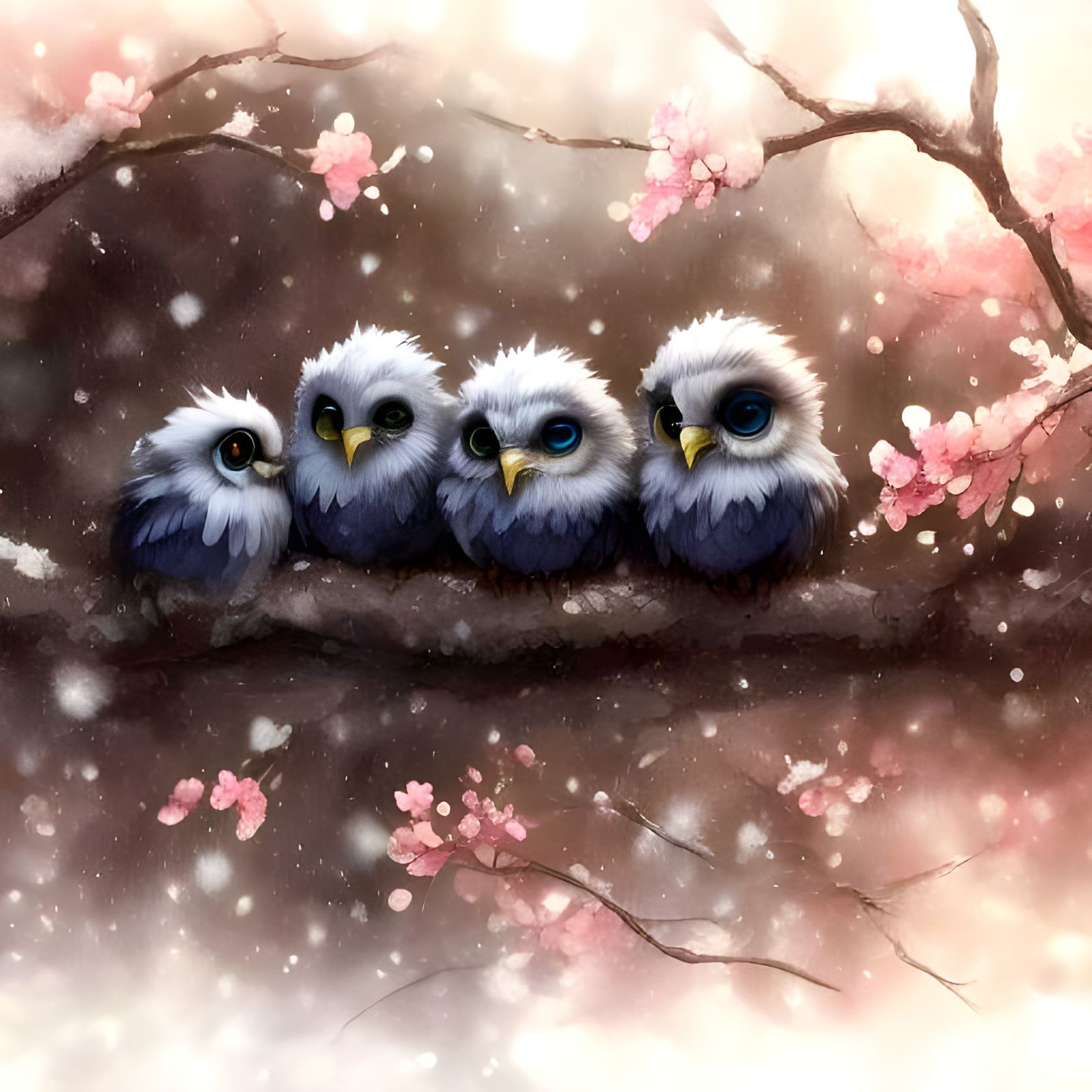 4 little baby owls