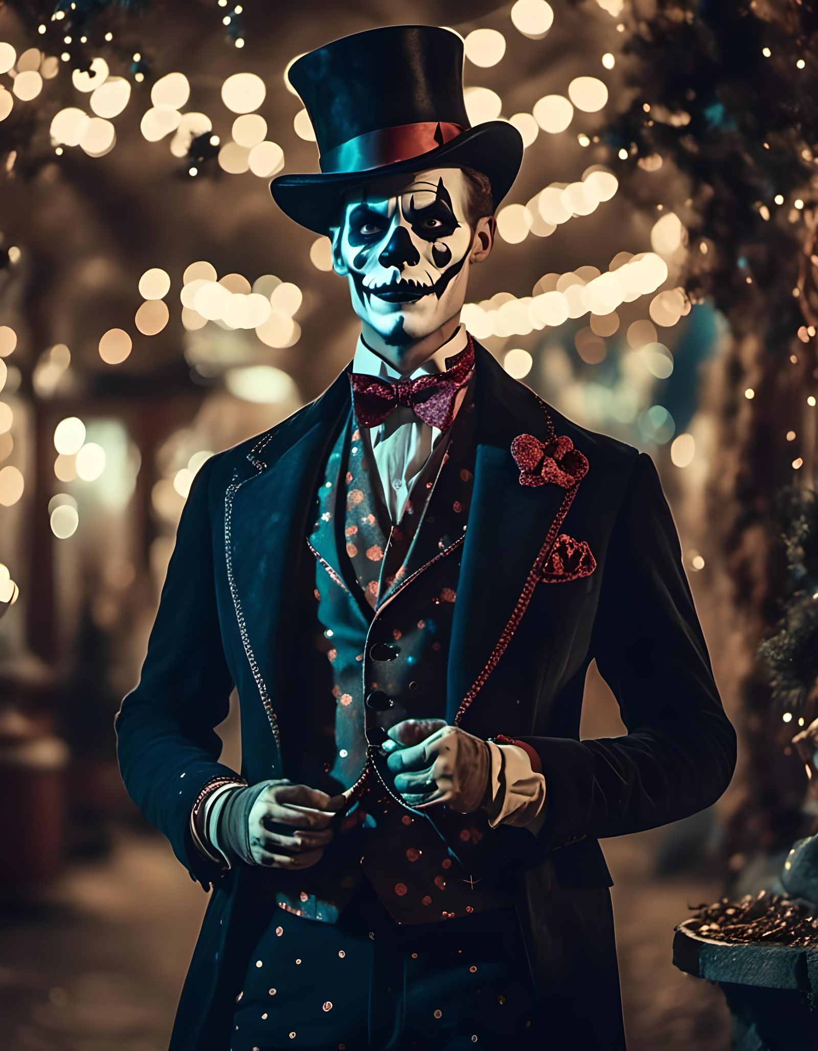 Vintage Dapper Skeletal Gentleman in Cinematic Style