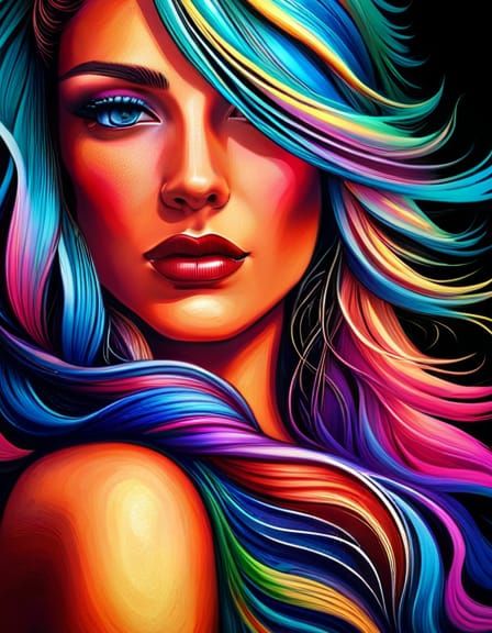 Cosmic Gypsy Girl: Holographic Mixed Media Illustration