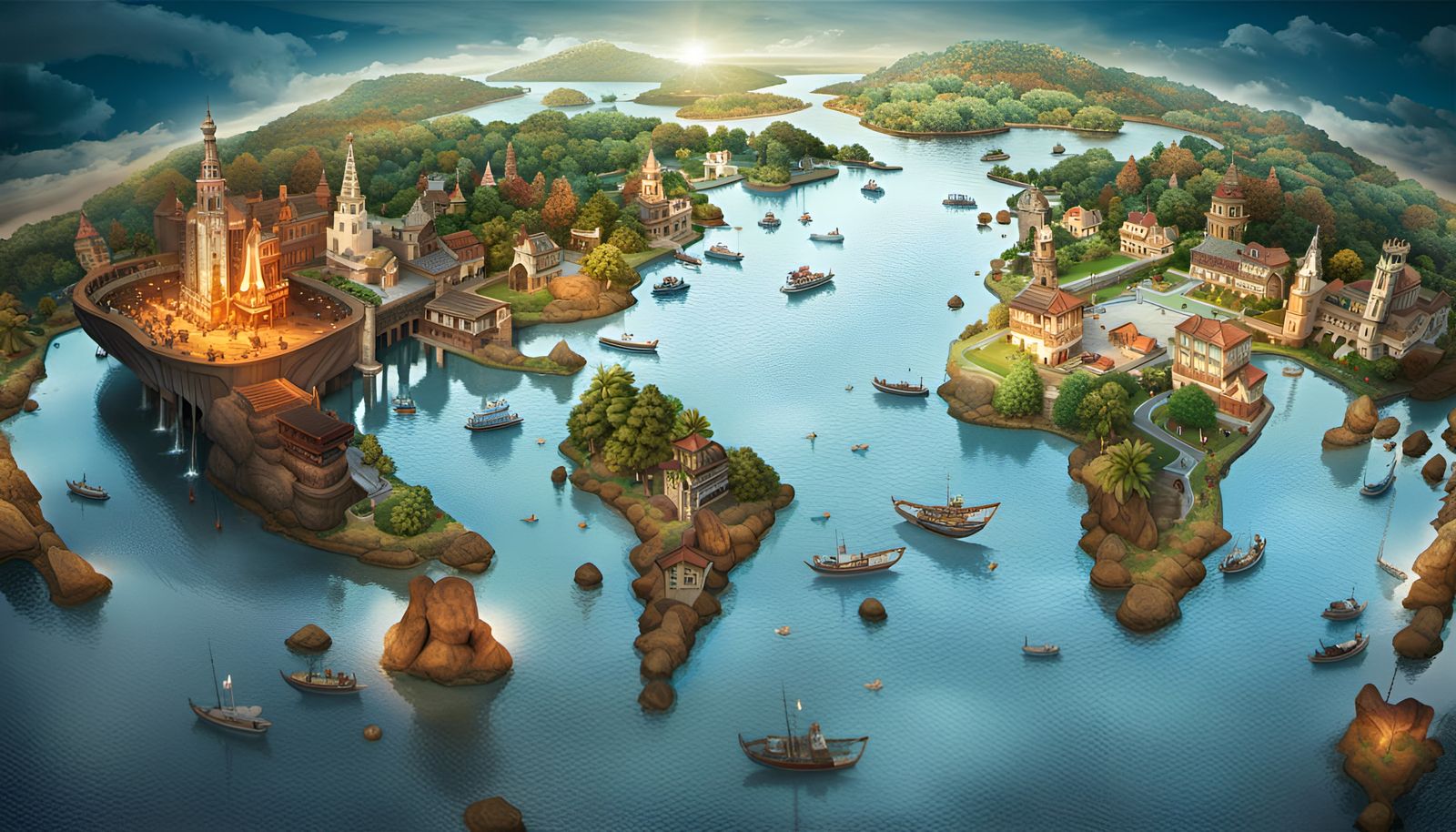 Iridescent Alien Landscape with Sparkling Stars